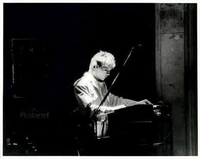 Nick Rhodes on stage, 1981